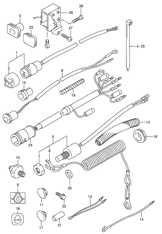 Электрооборудование (NOTE : REFER TO FIG.34(E-12) FOR MODEL:05~) для Suzuki DF9.9 S/L; RS/L