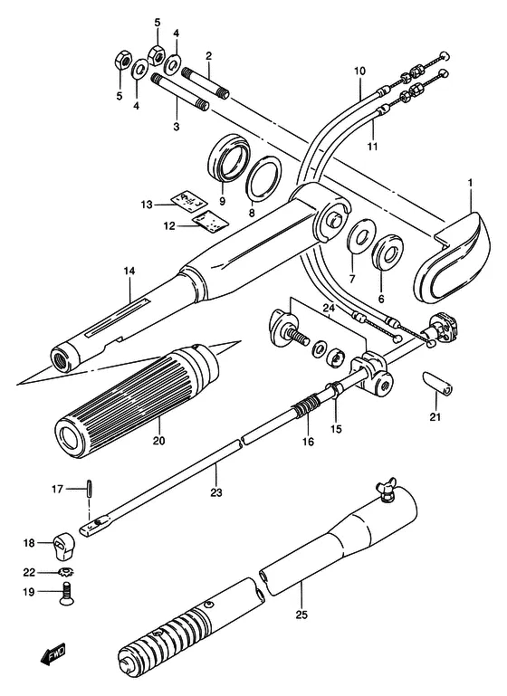 Румпель (NOTE : REFER TO FIG.43(F- 6) FOR MODEL:93~00) для Suzuki DT5 S/L