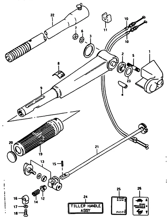Румпель (NOTE : REFER TO FIG.44(H-4) FOR MODEL:93~99) для Suzuki DT40 WS/L/LL/L2/UL; WRS/L/LL/L2/UL; WKS/L/LL/L2/UL; WKRS/L/LL/L2/UL