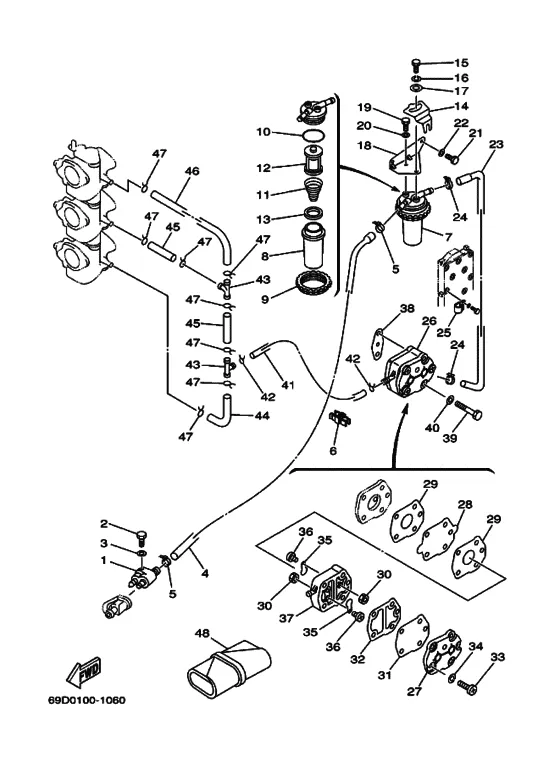 Топливный кран для Yamaha 60 M(H/W/D)L