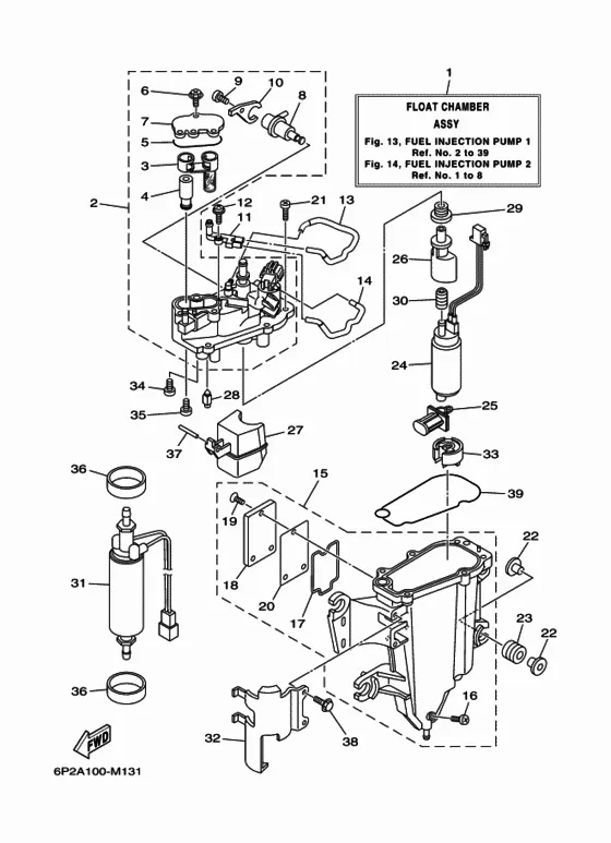 Топливный насос впрыска 1 для Yamaha F225 ETL