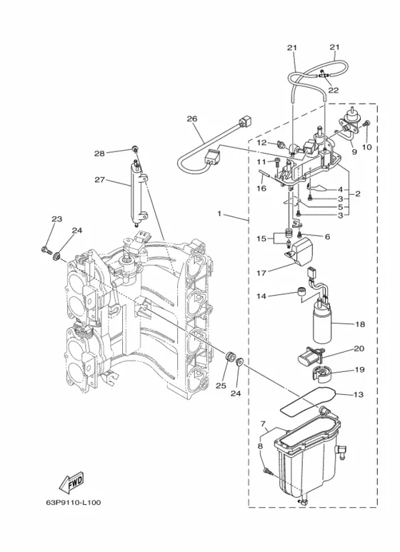 Топливный насос впрыска 1 для Yamaha F150 ETL/X