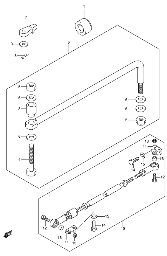 Продольная рулевая тяга для Suzuki DF50 (W)QHS/L; (W)TS/L