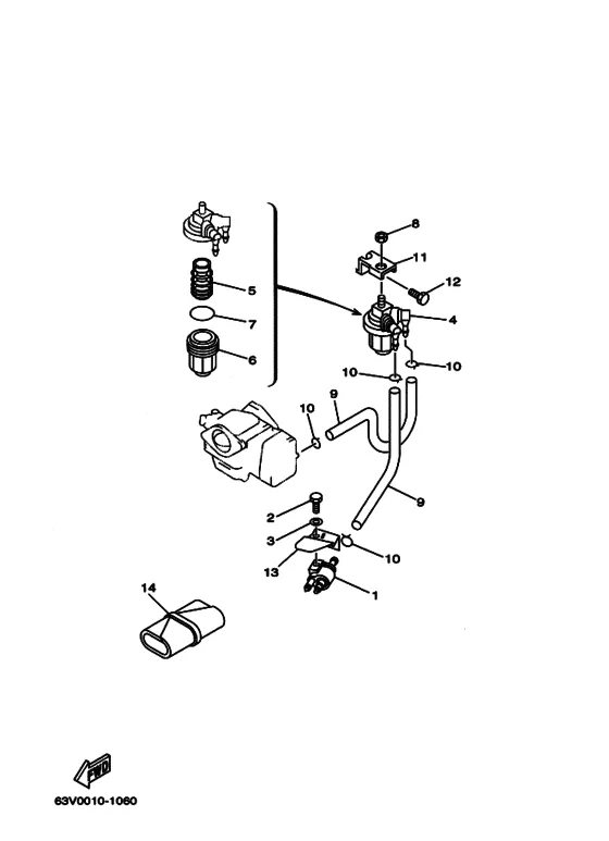 Топливный демпфер для Yamaha 9.9 MHS/L