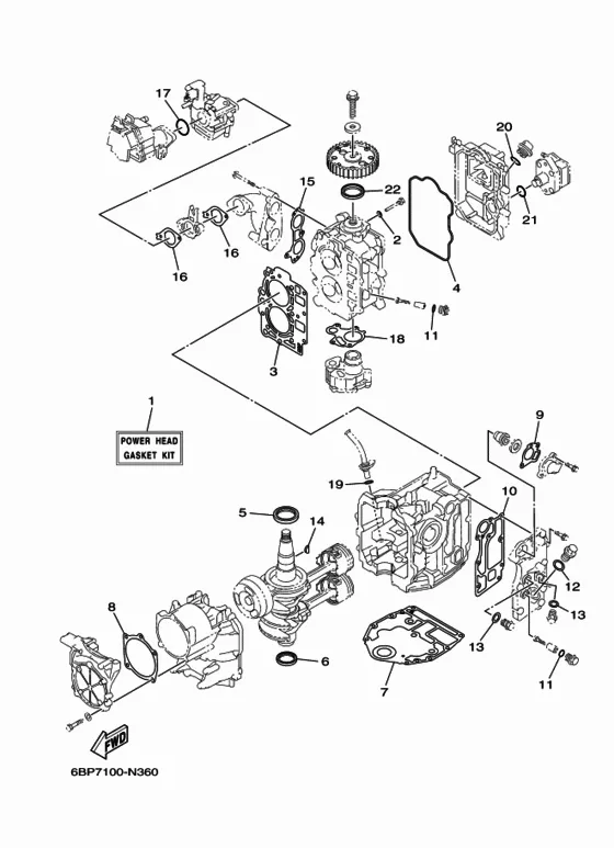 Ремонтный комплект 1 для Yamaha F25 M(E/W)HTS/L/X