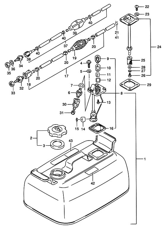 Топливный бак ((DT8/MODEL:88~00)) для Suzuki DT5 S/L