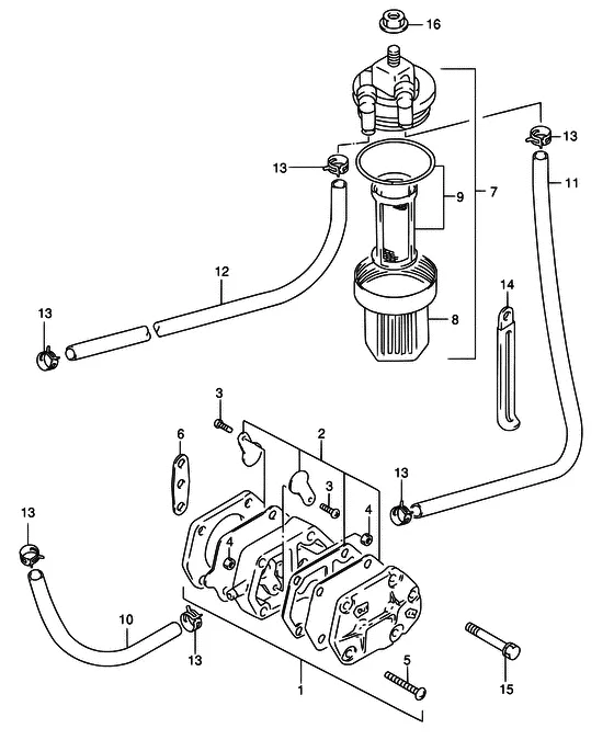 Топливный насос ((DT40W,40WR); NOTE : REFER TO FIG.9(B-11) FOR DT40WK) для Suzuki DT40 WS/L/LL/L2/XL; WRS/L/LL/L2/XL; WKS/L/LL/L2/XL; WKRS/L/LL/L2/XL