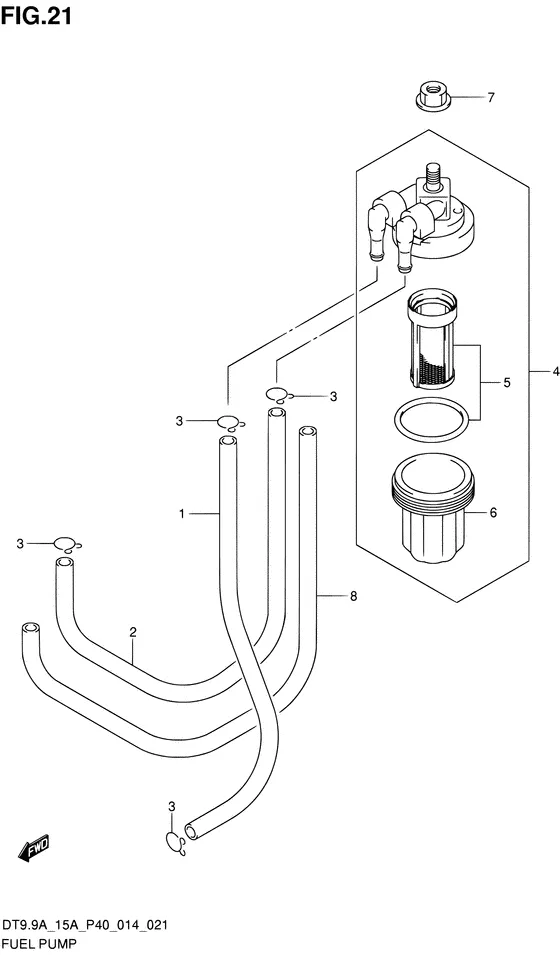 Топливный насос ((DT15A P40)) для Suzuki DT9.9A S/L; KS/L