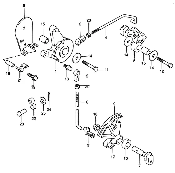 Управление дроссельной заслонкой ((DT25/30); NOTE : REFER TO FIG.14(C- 6) FOR DT25/30:E40 REFER TO FIG.15(C- 7) FOR DT25K) для Suzuki DT25 KL