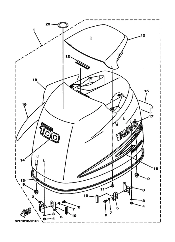 Капот для Yamaha F100 ETL/X
