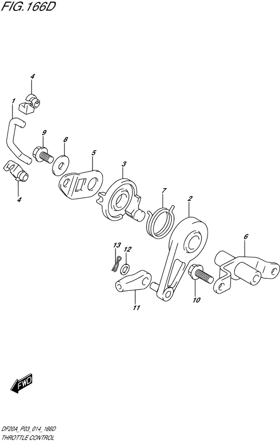 Управление дроссельной заслонкой ((DF20AR P03)) для Suzuki DF9.9B S/L; RS/L; TS/L