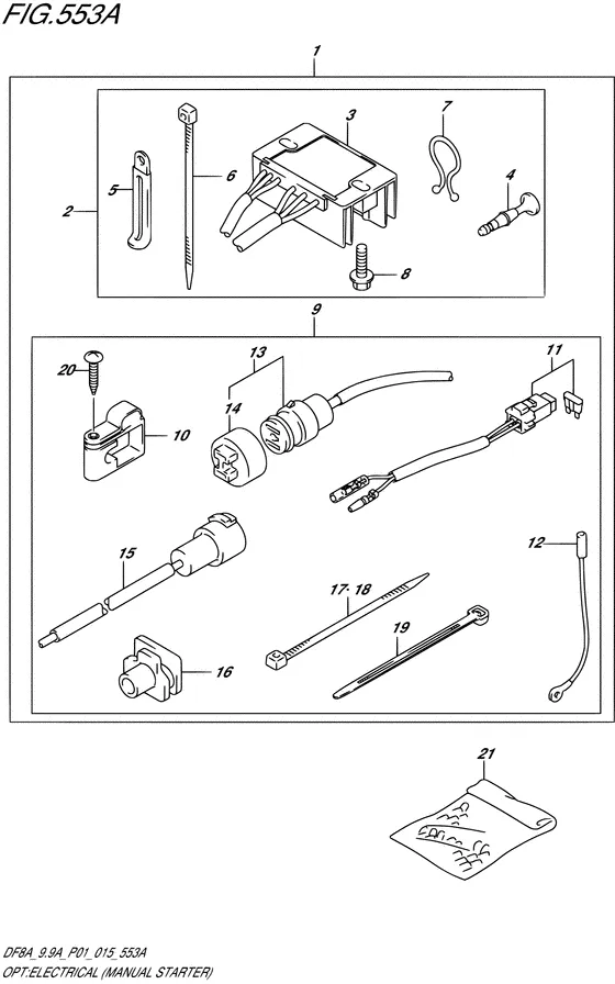 Опция: электрооборудование ((MANUAL STARTER) (DF8A P01)) для Suzuki DF9.9A S/L; ARS/L