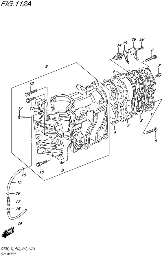 Цилиндр ((DT25K P36)) для Suzuki DT30 S/L; RS/L