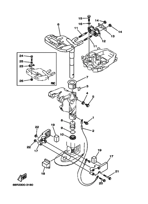Кронштейн 2 для Yamaha F6 MHS/L