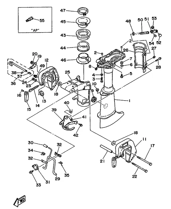 Верхний корпус и кронштейн для Yamaha 5 MHS/L