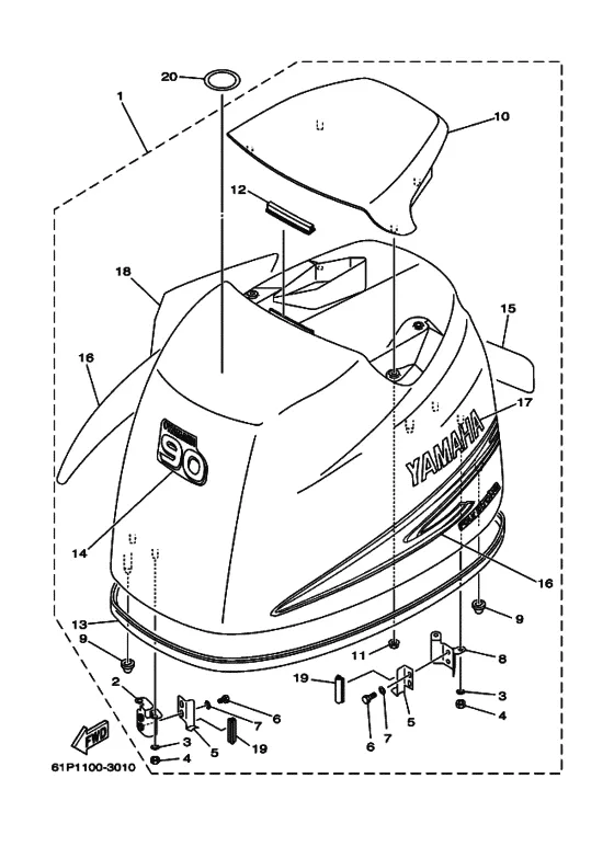 Капот для Yamaha F90 ETL/X