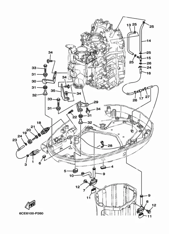 Нижний капот 2 для Yamaha F225 ETX