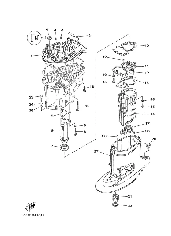 Верхний корпус для Yamaha F40 ETL