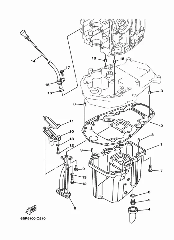 Масляный поддон для Yamaha F25 M(E/W)HTS/L/X