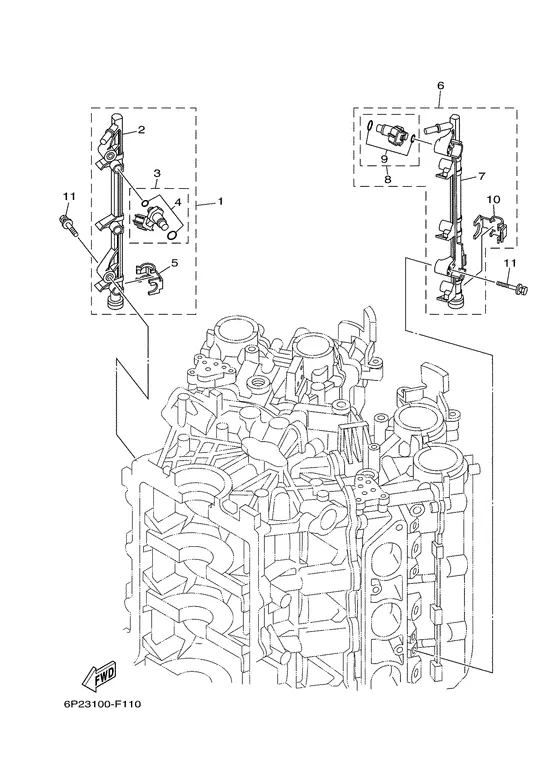 Дроссельный узел в сборе 3 для Yamaha F250 ETX/U