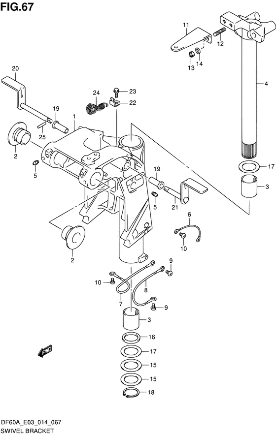 Поворотный кронштейн ((DF50A E03)) для Suzuki DF50A QHS/L; T(H)S/L