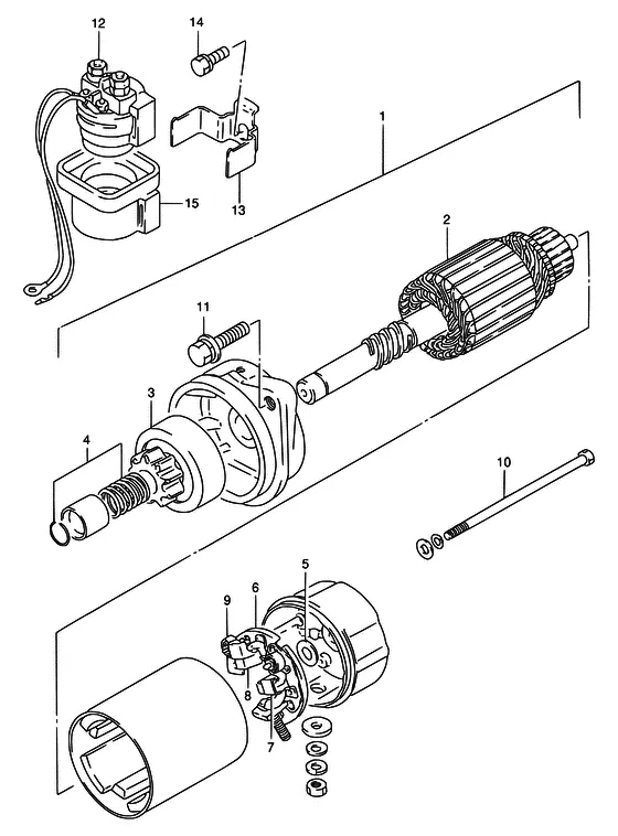 Стартер электрический ((MODEL:94~00)) для Suzuki DT25 S/LL/XL; KS/LL/XL