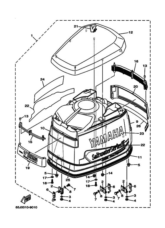 Верхний капот в сборе для Yamaha 225 ETOX