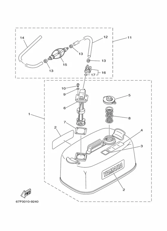 Топливный бак (ｽﾁｰﾙﾀｲﾌﾟ) для Yamaha F100 ETL/X
