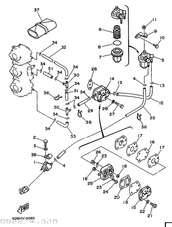 Топливная система для Yamaha 50 M(W/E/D/T/H/O)S/L