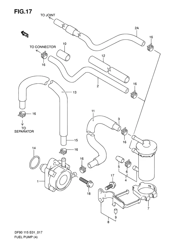 Топливный насос ((DF115WT:681518~,DF115WZ,DF100WT)) для Suzuki DF90 TL/X