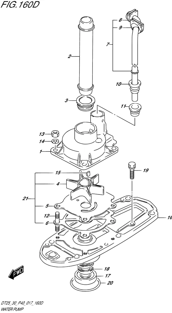Водяной насос ((DT30 P40) (FROM VIN.712193)) для Suzuki DT30 S/L; RS/L