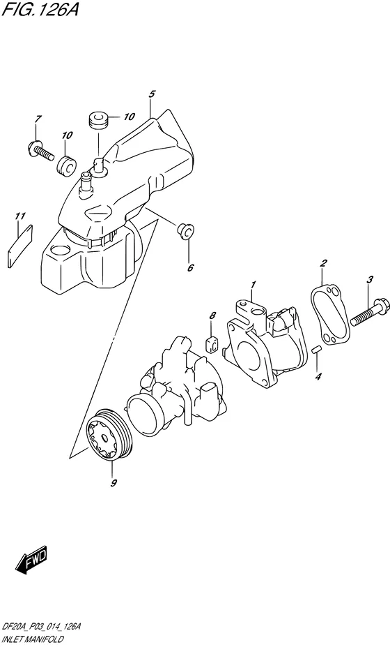 Впускной коллектор ((DF9.9B P03)) для Suzuki DF9.9B S/L; RS/L; TS/L