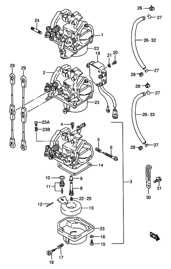 Карбюратор ((DT85TC,WT,WQ)) для Suzuki DT75 L/UL