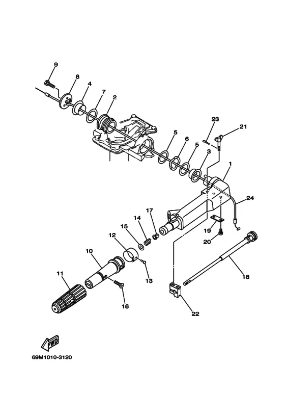 Рулевой механизм для Yamaha F2 MHS/L