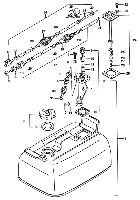 Топливный бак ((DT5,DT6/MODEL:88~92)) для Suzuki DT5 S/L
