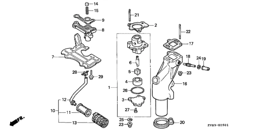 Масляный насос & Выхлопной патрубок (bf8c/cx) для Honda 8