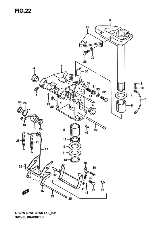 Поворотный кронштейн для Suzuki DT40 WS/L/LL/L2/XL; WRS/L/LL/L2/XL; WKS/L/LL/L2/XL; WKRS/L/LL/L2/XL