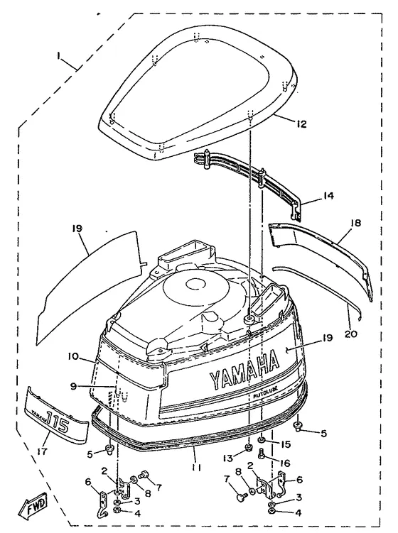 Верхний капот для Yamaha 130 ETOL/XL