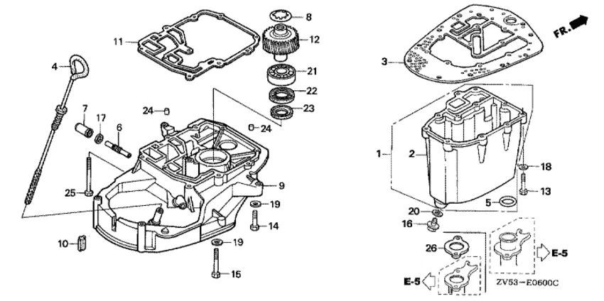 Первичный корпус редуктора и масляный поддон для Honda 40