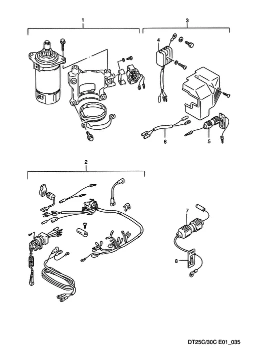 Опция: электрооборудование ((FOR MANUAL STARTER)(1)) для Suzuki DT30C S/L; RS/L