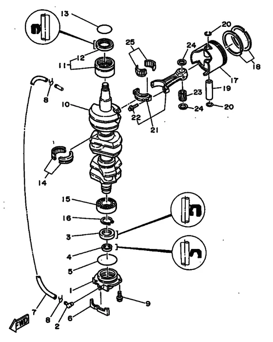 Коленчатый вал & Поршень для Yamaha 75 E(M/H/D/T)L