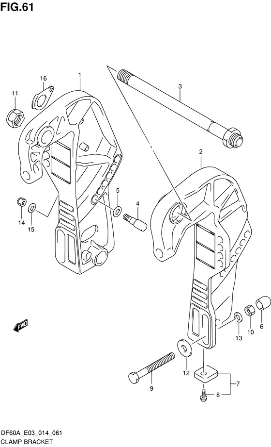 Зажимной кронштейн ((DF40A E03)) для Suzuki DF40A TS/L