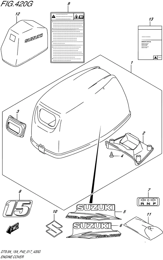 Крышка двигателя ((DT15A P36)) для Suzuki DT15A S/L; KS/L
