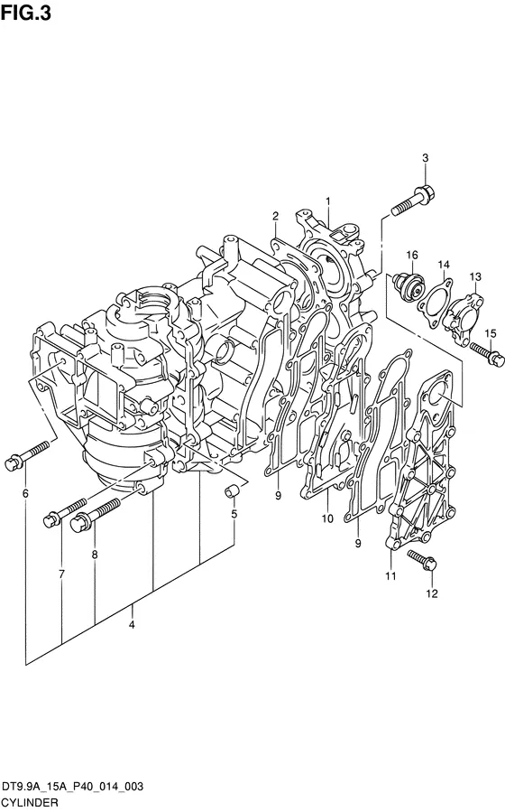 Цилиндр ((DT9.9AK P36)) для Suzuki DT9.9A S/L; KS/L