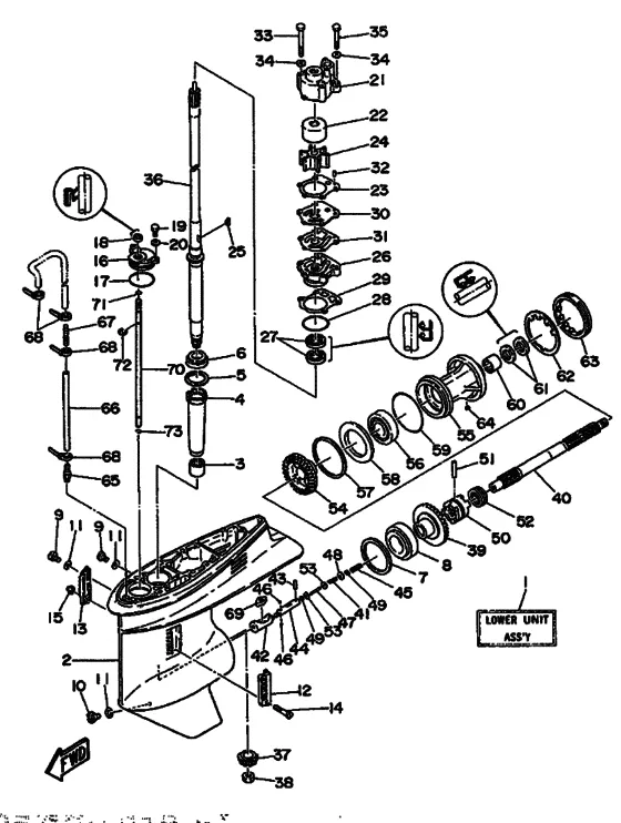 Редуктор & привод для Yamaha 80 E(M)TOL/UL