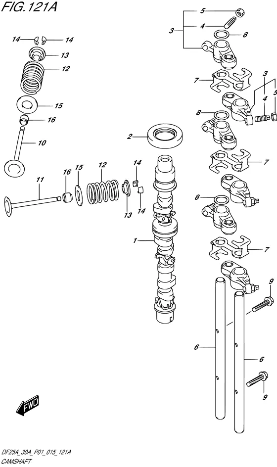 Распредвал для Suzuki DF25A S/L; RS/L; TS/L; THS/L