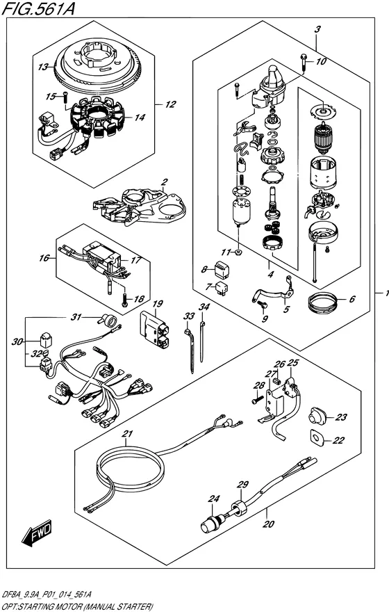 Опция: стартерный мотор ((MANUAL STARTER) (DF8A P01)) для Suzuki DF8A S/L; RS/L
