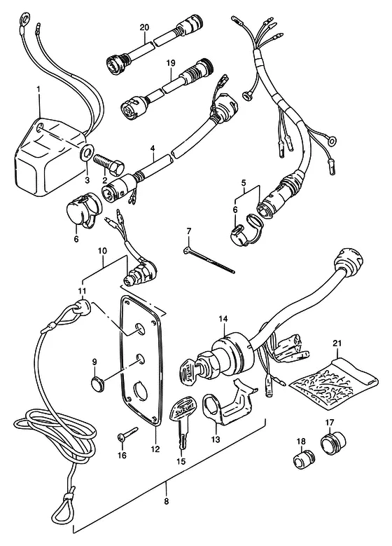 Опция: электрическое оборудование ((ELECTRIC STARTER)) для Suzuki DT25 S/LL/XL; KS/LL/XL