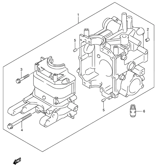 Блок цилиндров ((MODEL:05~)) для Suzuki DF9.9 S/L; RS/L