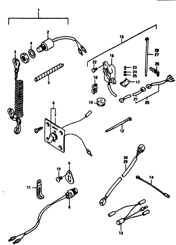 Опция: электрооборудование ((ELECTRIC STARTER)) для Suzuki DT40 WS/L/LL/L2/UL; WRS/L/LL/L2/UL; WKS/L/LL/L2/UL; WKRS/L/LL/L2/UL